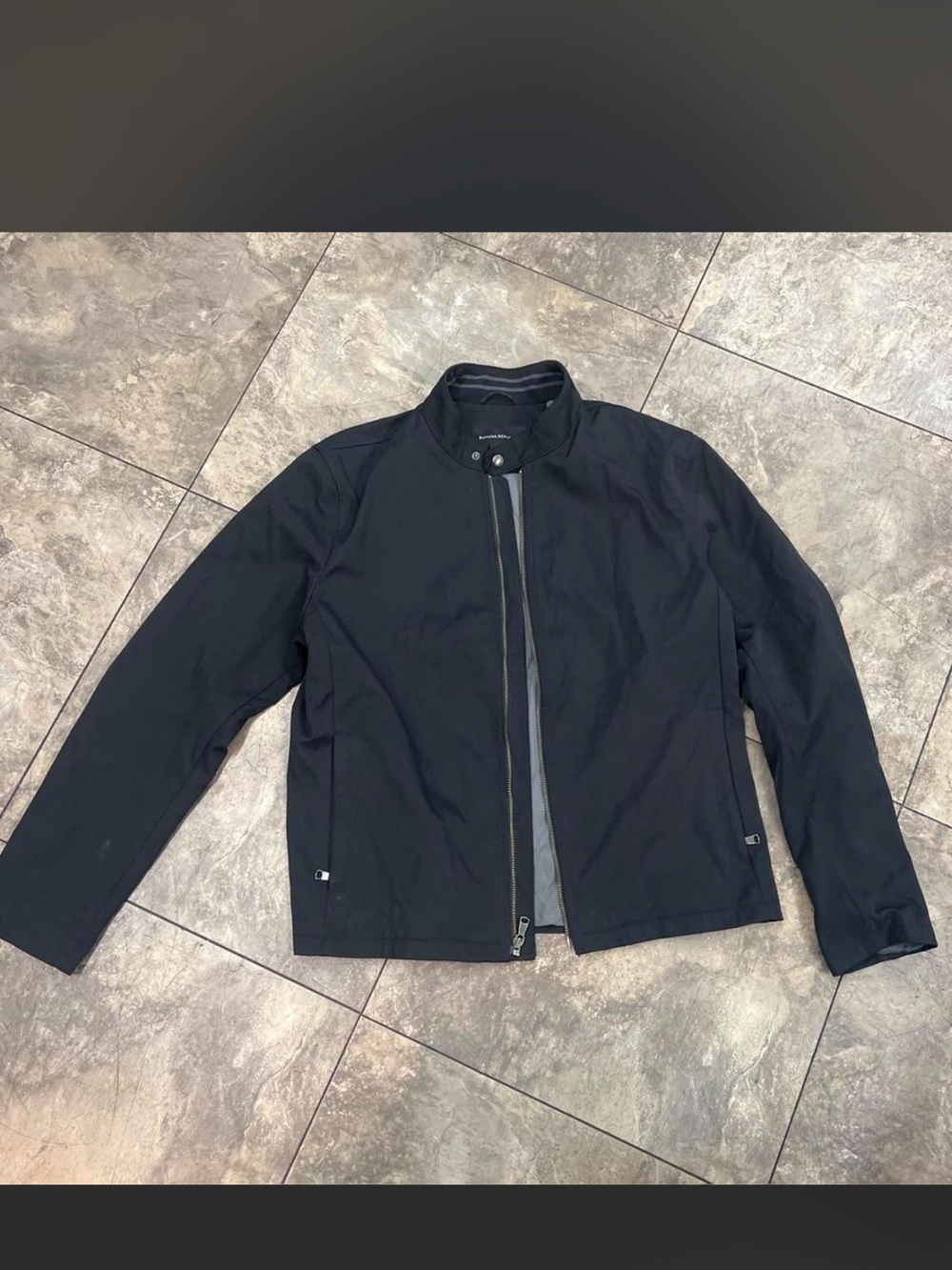 Banana Republic Men's Black Lightweight Stand Collar Jacket